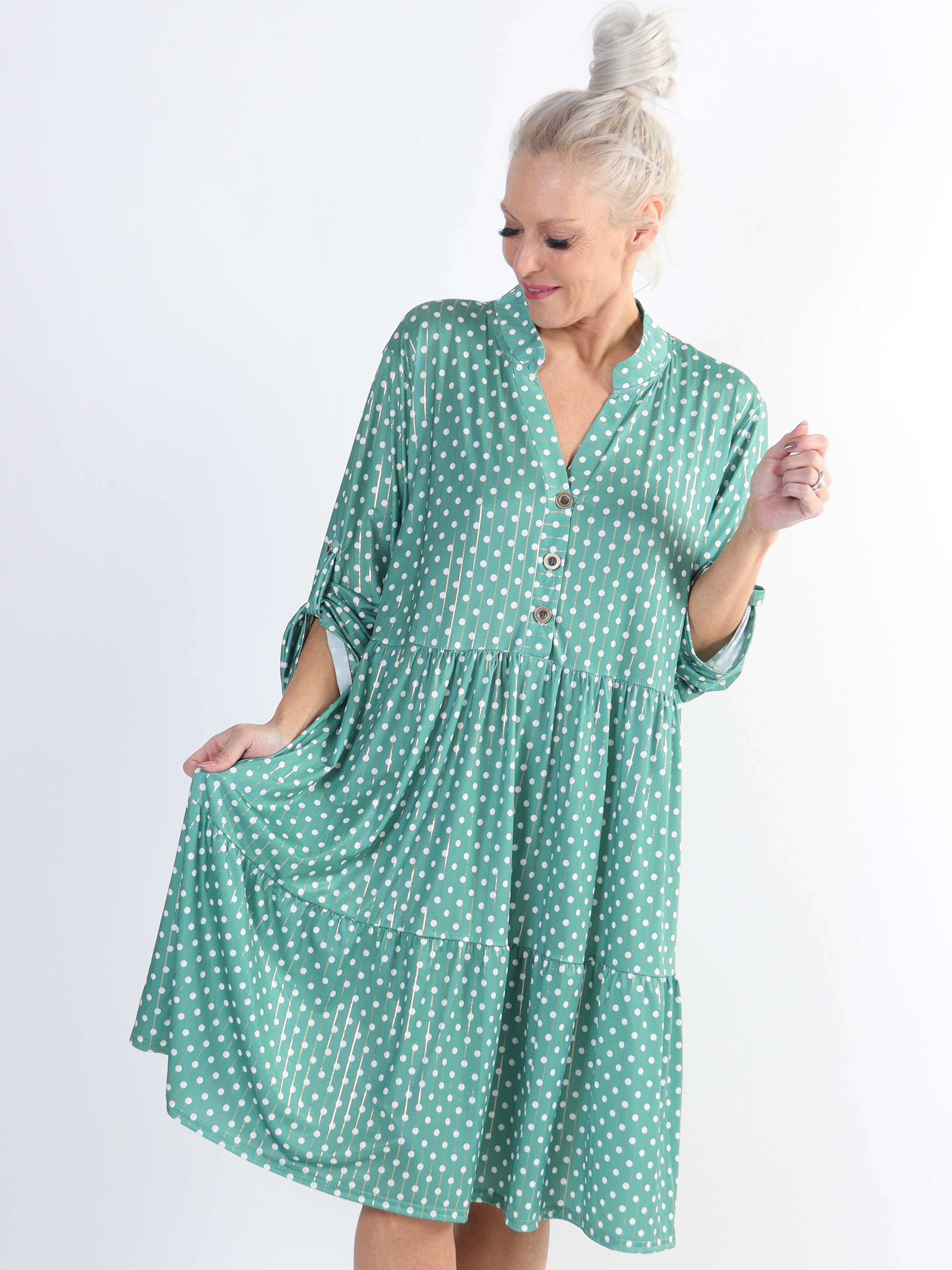 Milano Dot Midi - Plus size-klänning med prickar och lager-på-lager-look